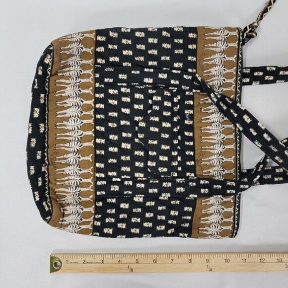 Vera Bradley Double Handle Purse Black Brown Zebra Retired + Cosmetic Bag Zip Up - Picture 8 of 11